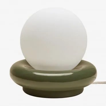 Lâmpada De Mesa Em Cerâmica Com Bola De Cristal Kryx Verde Azeitona Intenso - Sklum