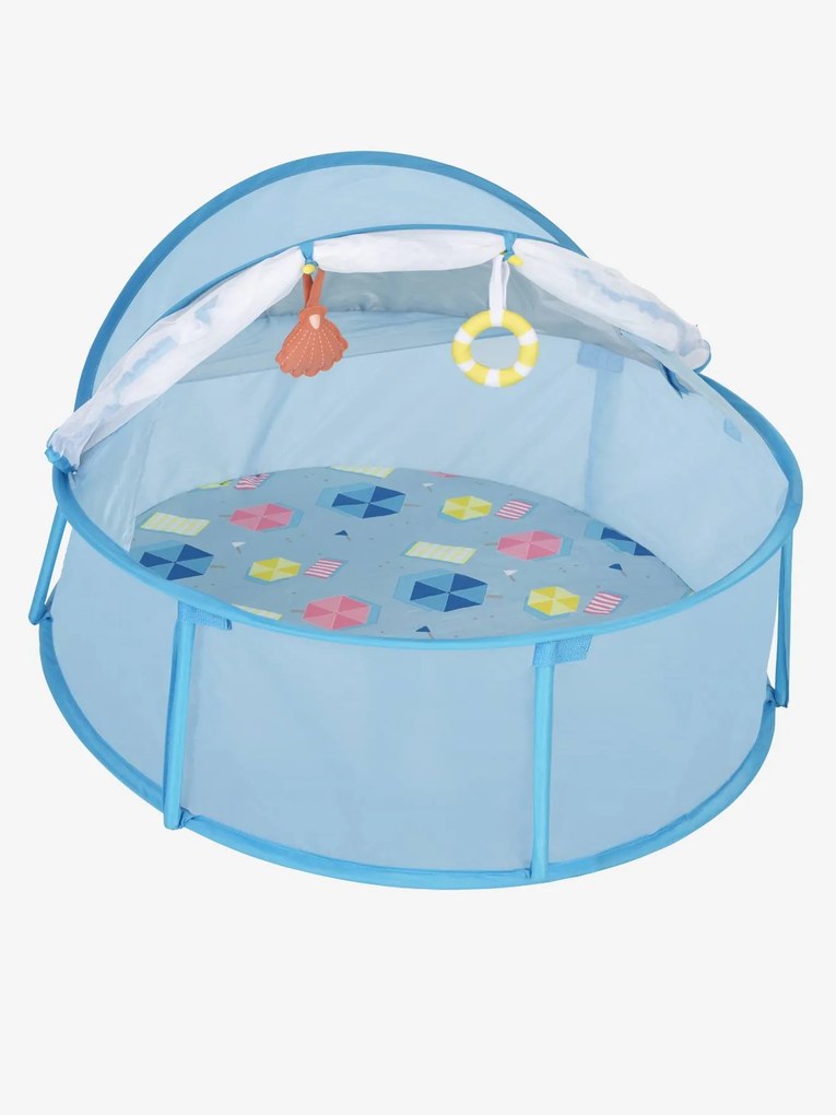 Berço de viagem e parque anti-UV para brincar Babyni da BABYMOOV azul claro liso com motivo