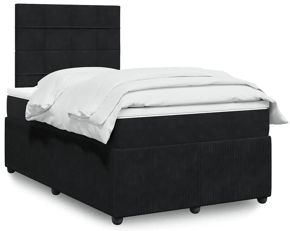 Cama boxspring com colchão 120x200 cm veludo preto