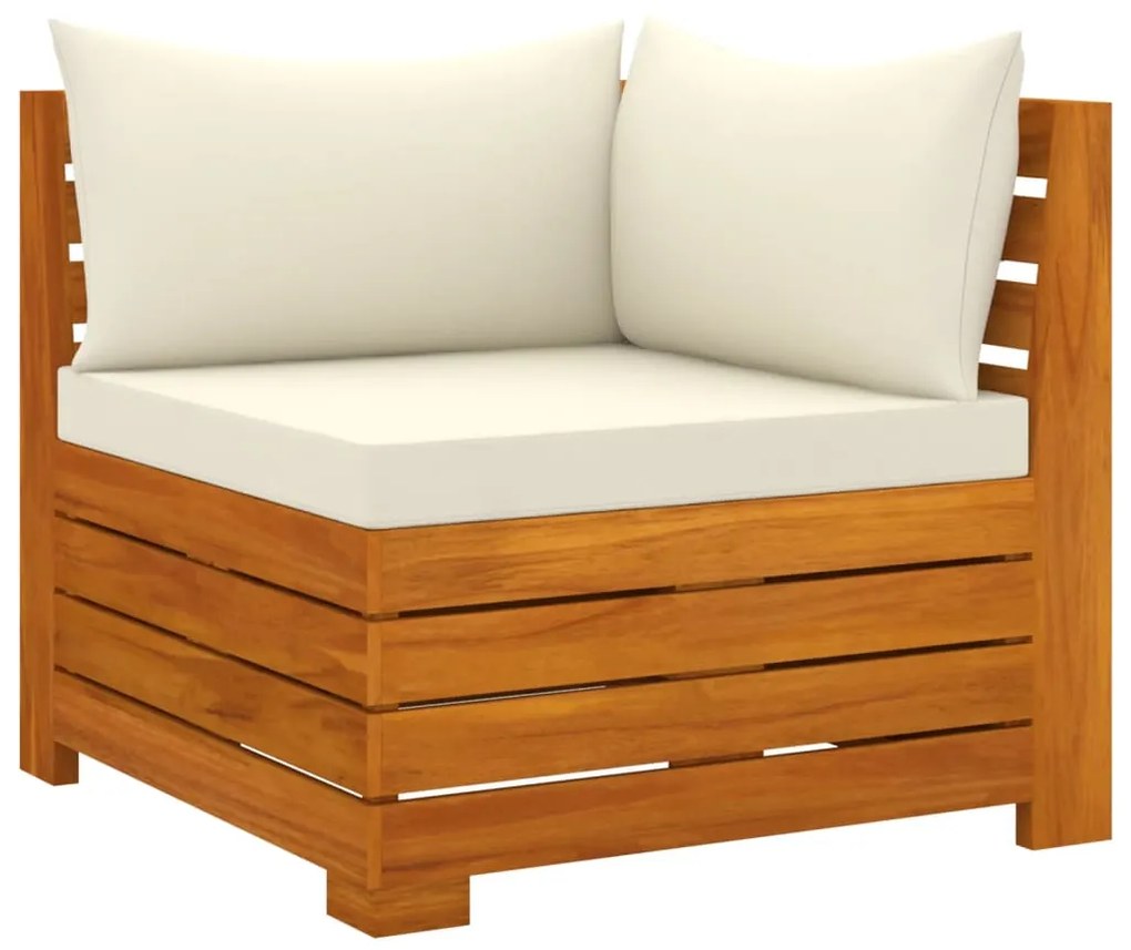 4 pcs conj. lounge jardim c/ almofadões madeira acácia maciça