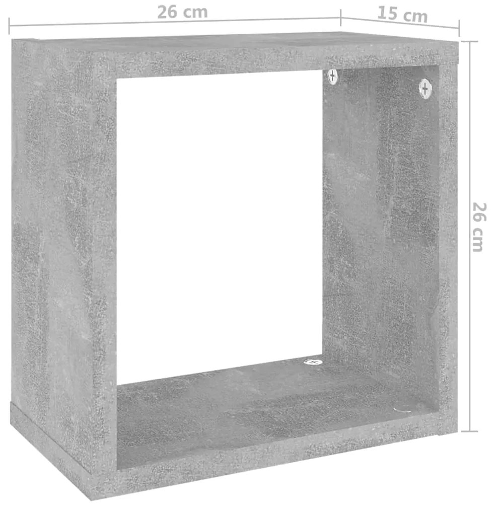 Prateleiras parede forma de cubo 6pcs 26x15x26 cm cinza cimento