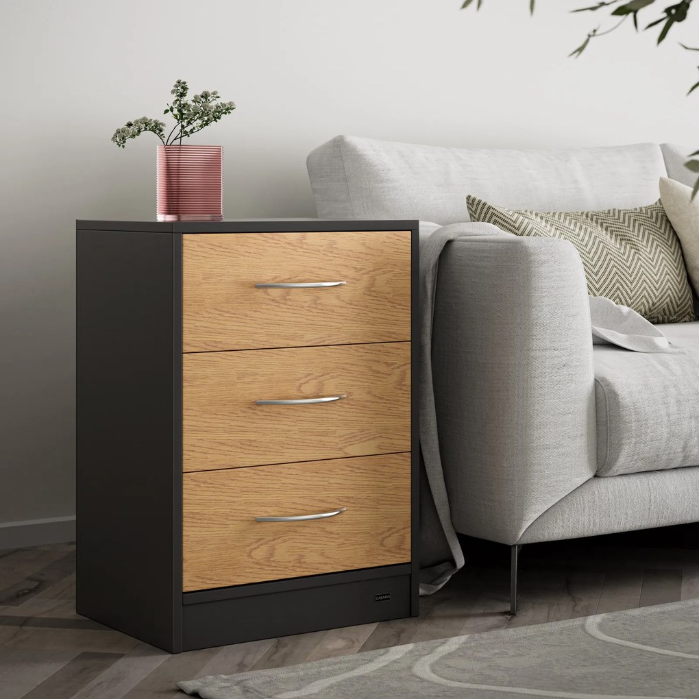 Mesa de cabeceira Eloise 54 x 39 x 28 cm Madeira + Cinzento