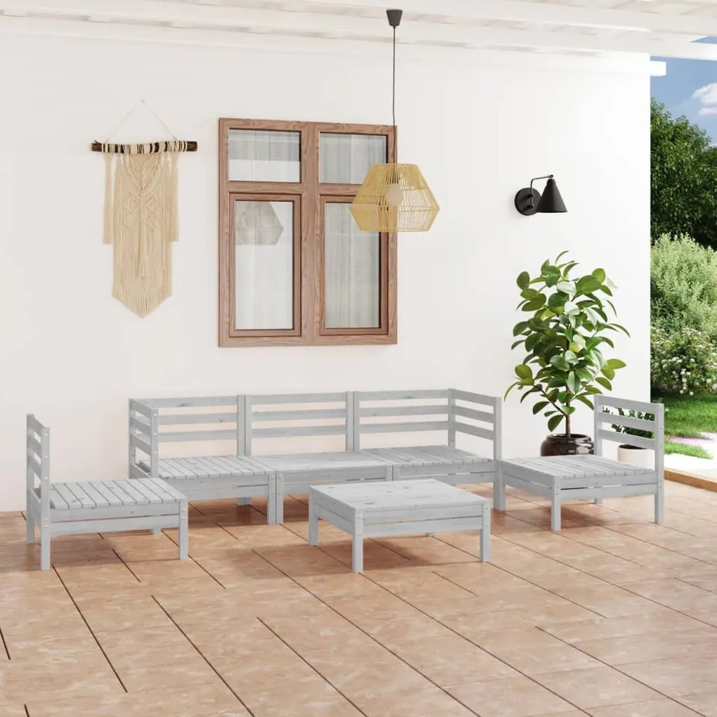 vidaXL 6 pcs conjunto lounge de jardim pinho maciço branco
