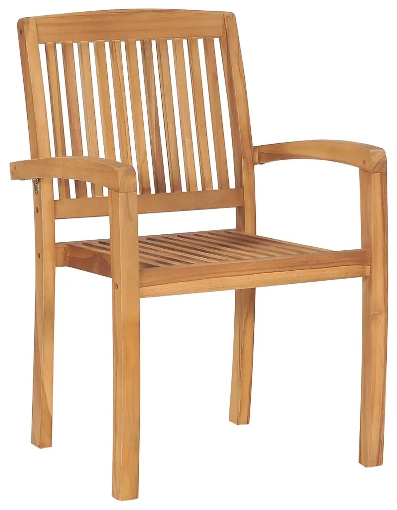 Cadeiras de jardim empiháveis c/ almofadões 4 pcs teca maciça
