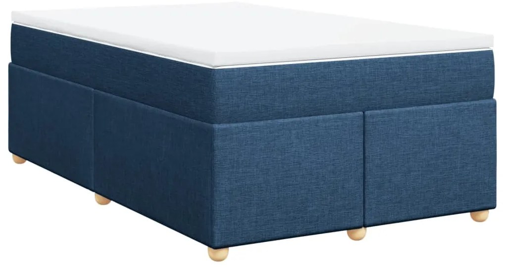 Cama boxspring com colchão 120x190 cm tecido azul