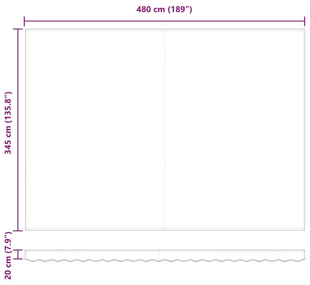 Toldo Retrátil Automático Listrado Multicolorido 500x350 cm