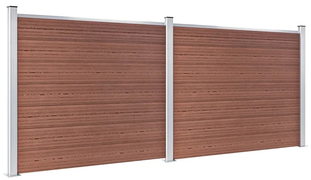 Conjunto painel de cerca 353x146 cm WPC castanho