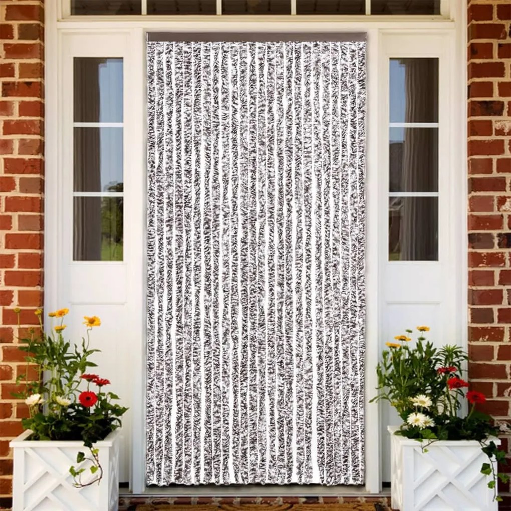 Cortina anti-insetos 100x230 cm chenille castanho e bege