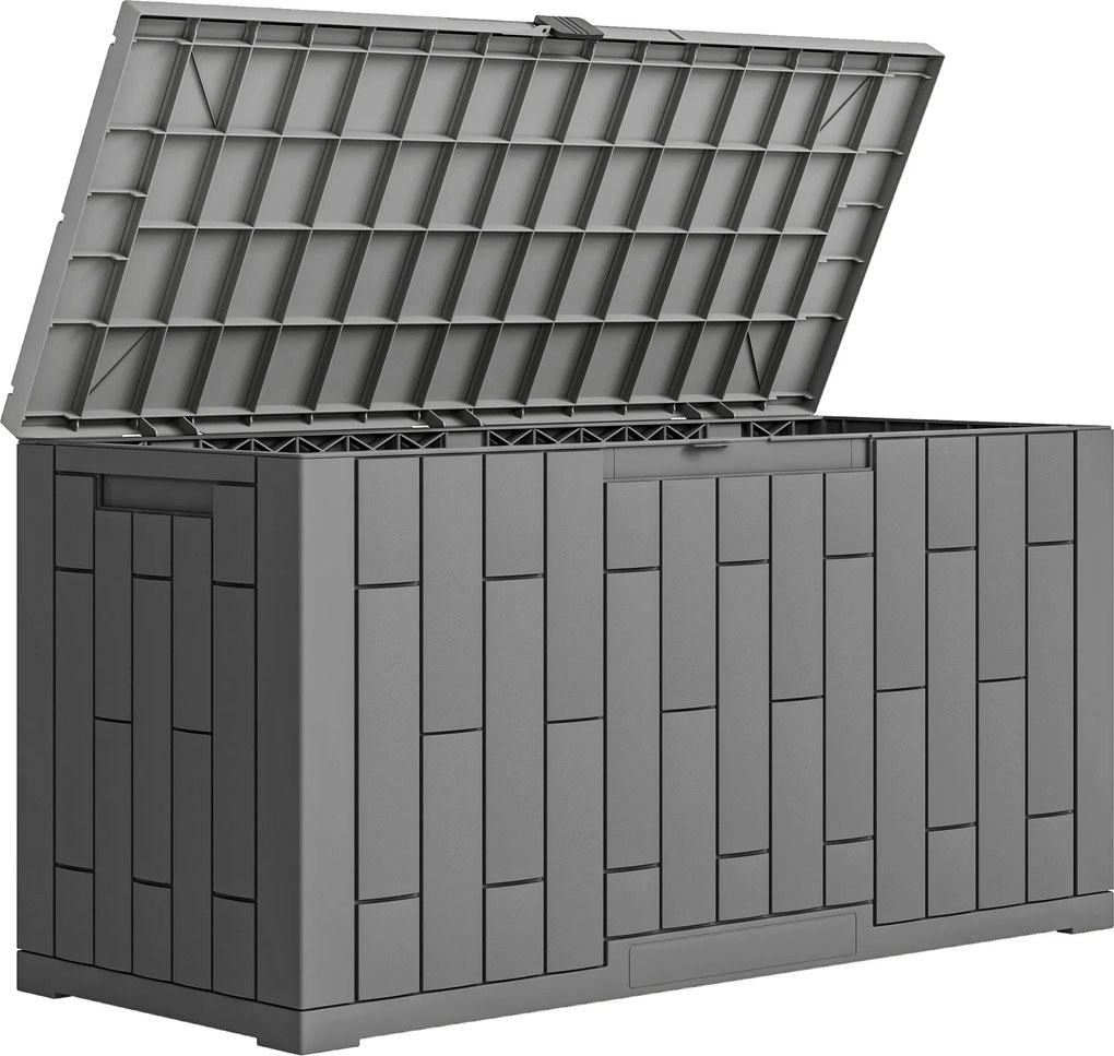 Outsunny Baú Exterior Capacidade 227 L Baú de Armazenamento Exterior Resistente à Água e aos Raios UV com Fechadura Cinzento | Aosom Portugal
