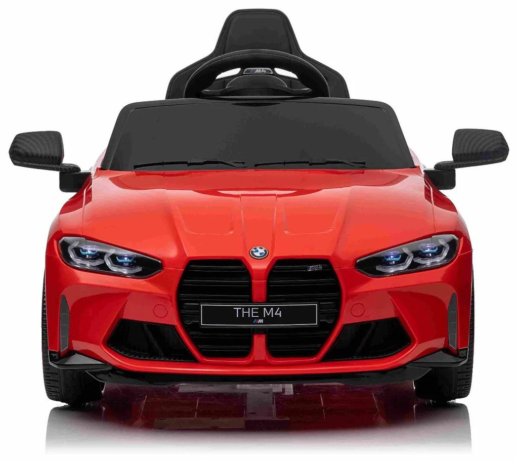 Carro elétrico para crianças BMW M4, controle remoto 2,4 GHz, entrada USB / Aux, suspensão, bateria 12V, luzes LED, motor 2 X, licença ORIGINAL Vermel