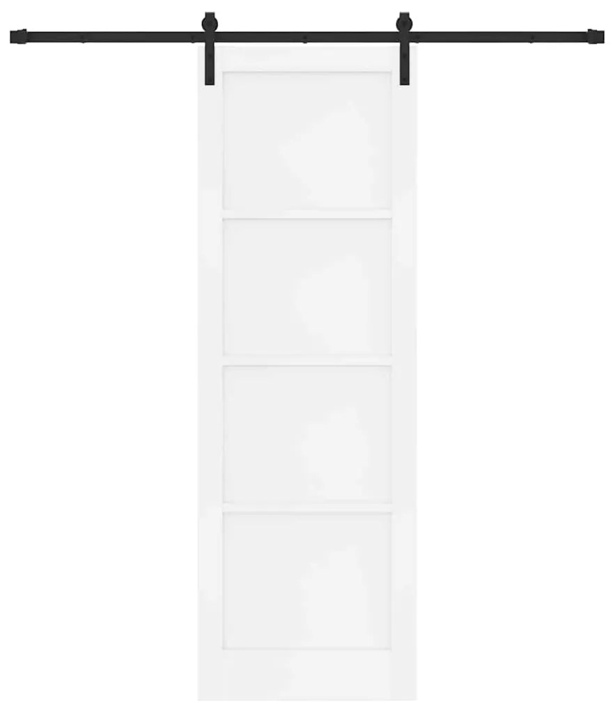 Porta Deslizante com Conjunto de Ferragem Branca 78x232 cm Madeira Sól