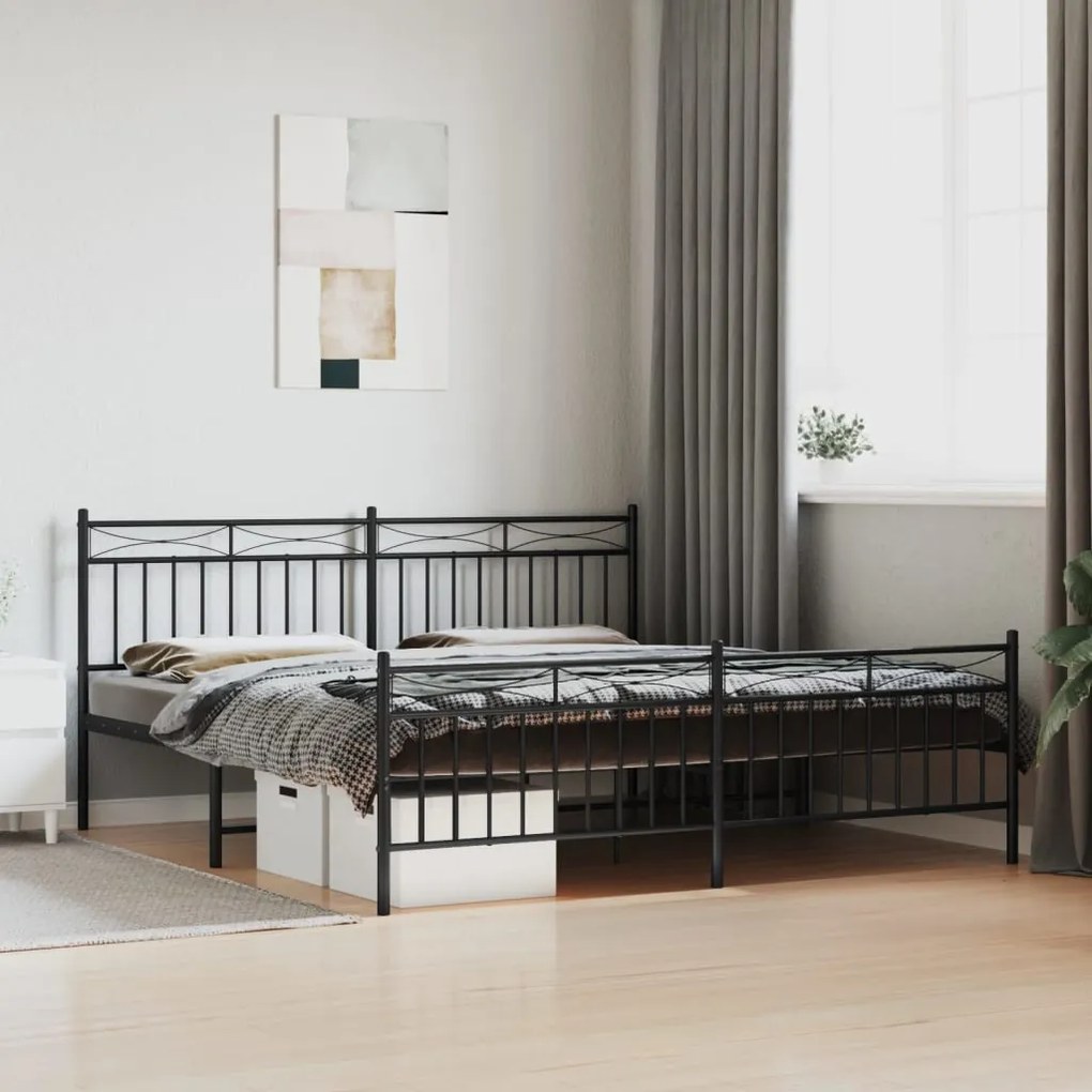 Estrutura de cama sem colchão com pés 180x200 cm preto