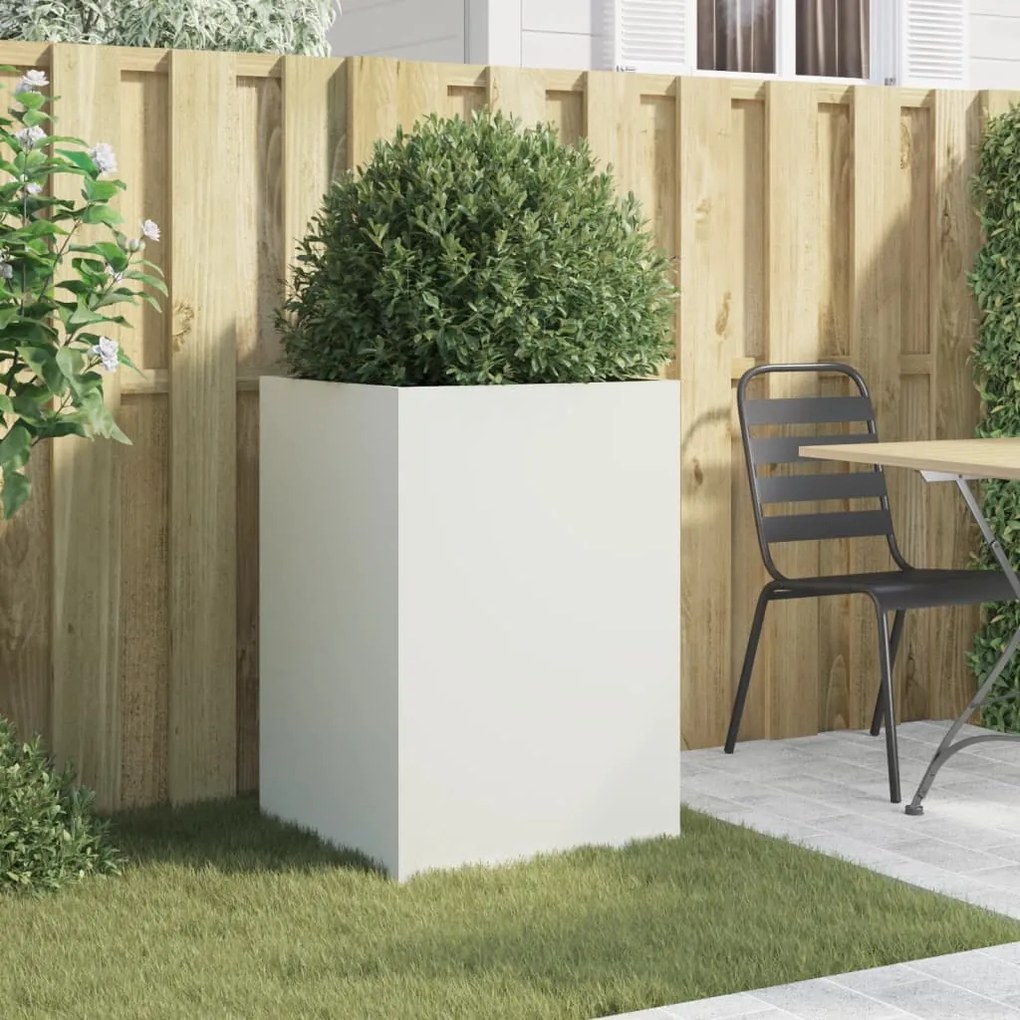 Vaso/floreira 52x48x75 cm aço branco