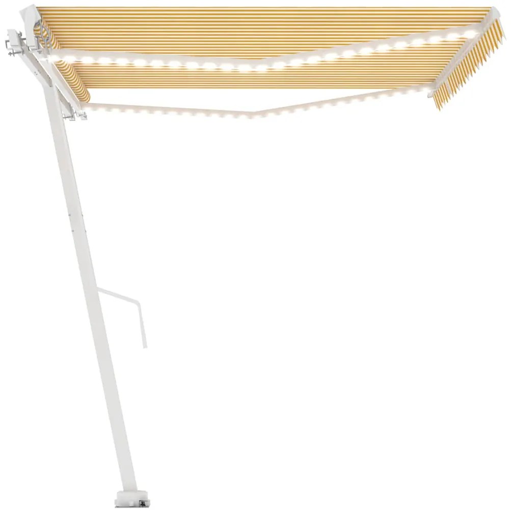 Toldo retrátil manual com LED 400x300 cm amarelo e branco