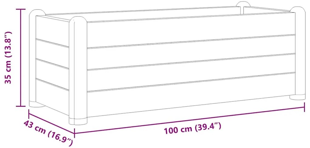 Canteiro elevado para jardim PP 100x43x35 cm moca