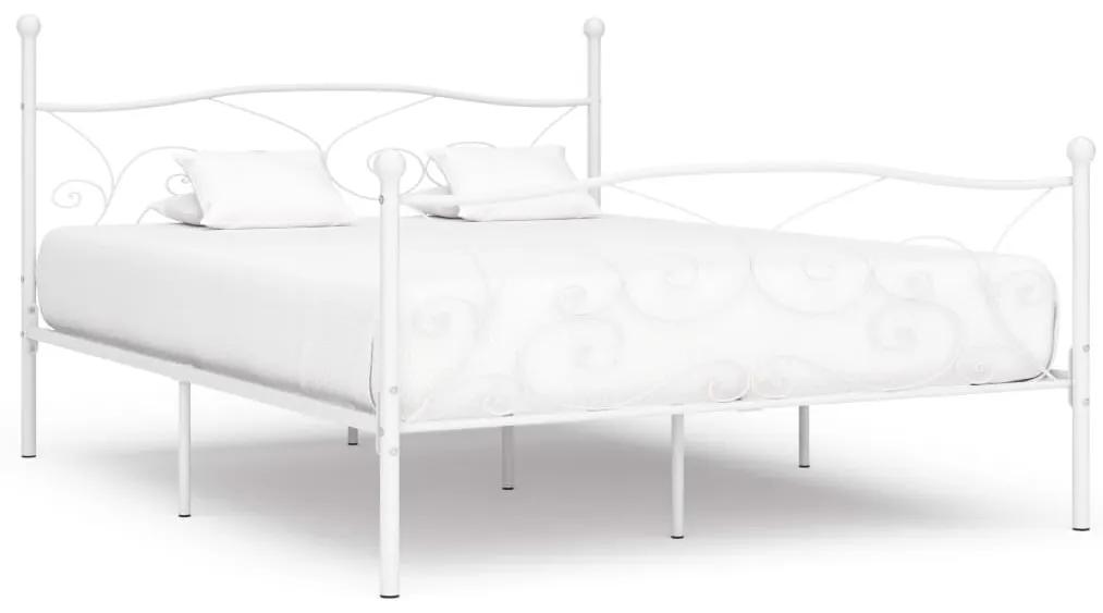 Estrutura de cama com estrado de ripas 200x200 cm metal branco