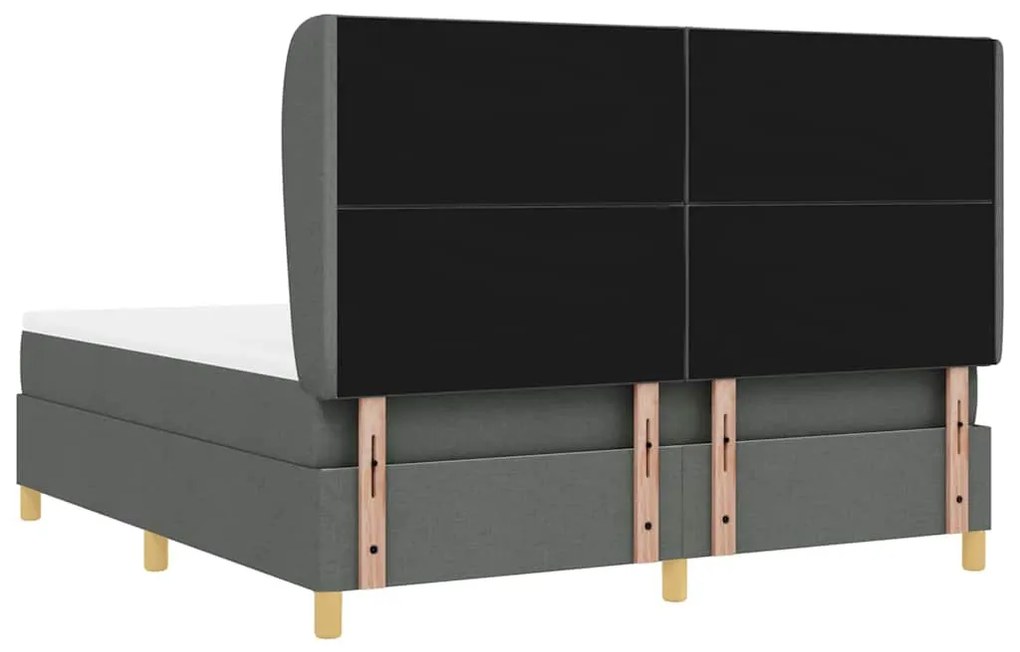 Cama Box com Colchão - Cinza Escuro, 180x200 cm, Tecido