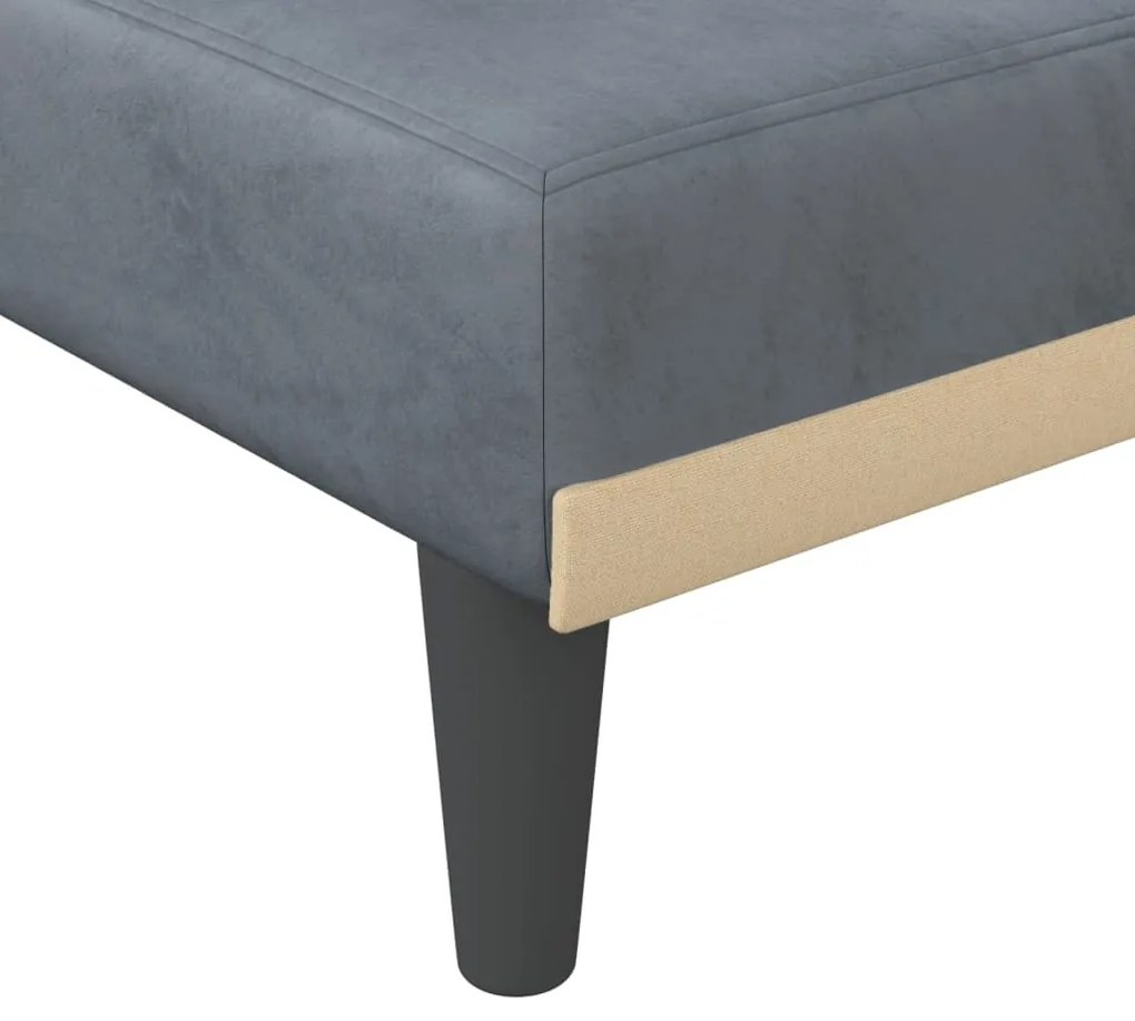 Sofá-cama em forma de L 271x140x70 cm veludo cinzento-escuro