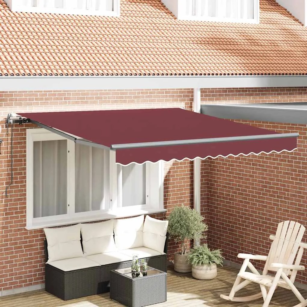 vidaXL Toldo retrátil automático 300x250 cm bordô