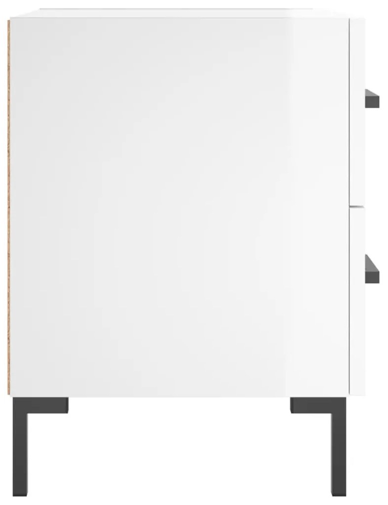 Mesas de cabeceira 2pcs derivados de madeira branco brilhante