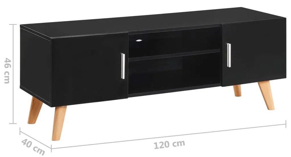 Móvel de TV Tork de 120 cm - Preto Brilhante - Design Nórdico