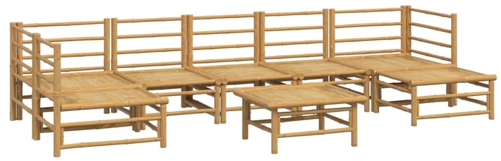 8 pcs conj. lounge de jardim bambu c/ almofadões cinzento-claro