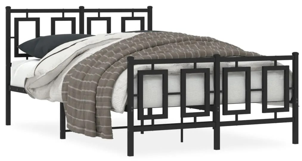 vidaXL Estrutura de cama com cabeceira e pés 120x190 cm metal preto
