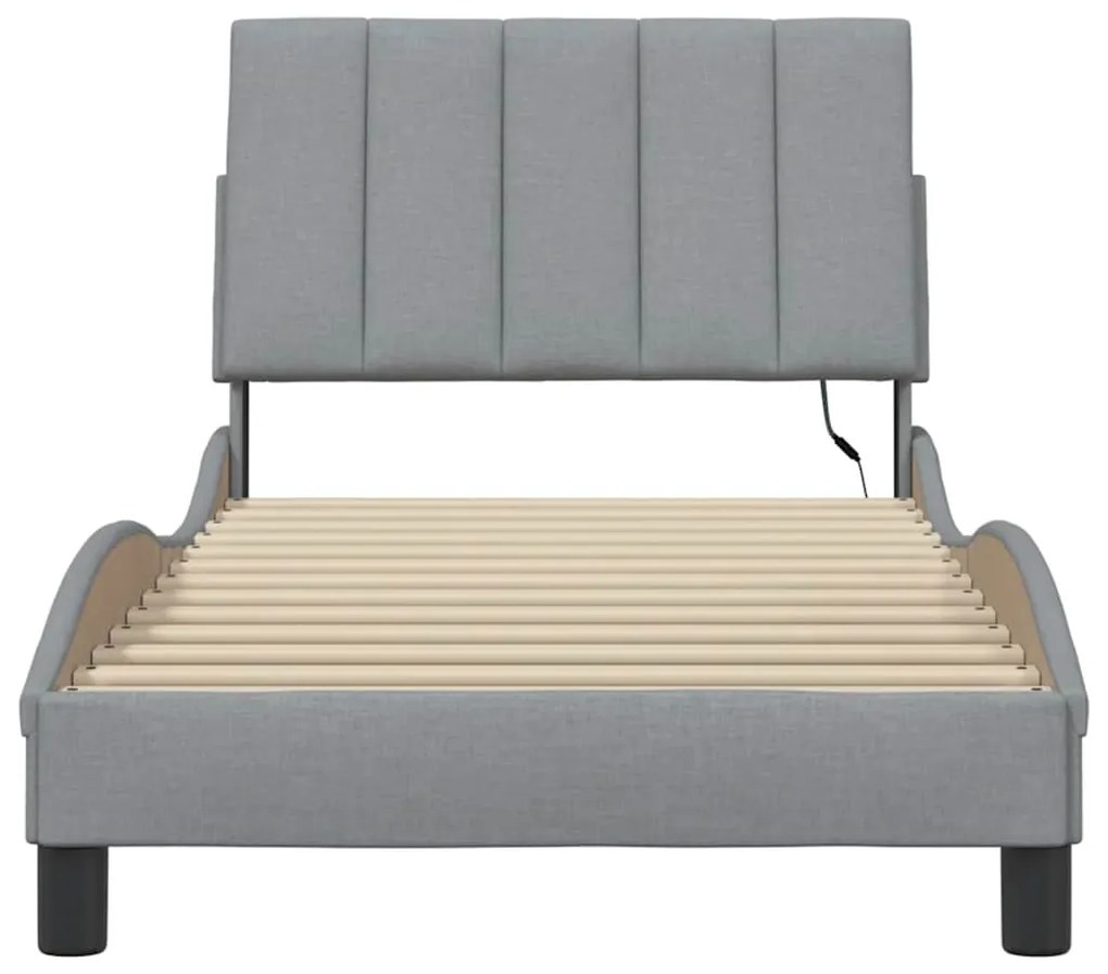 Estrutura de cama sem colchão 90x200 cm tecido cinzento-claro