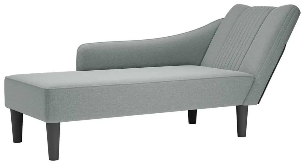 Chaise lounge com apoio de braço direito em tecido cinza claro