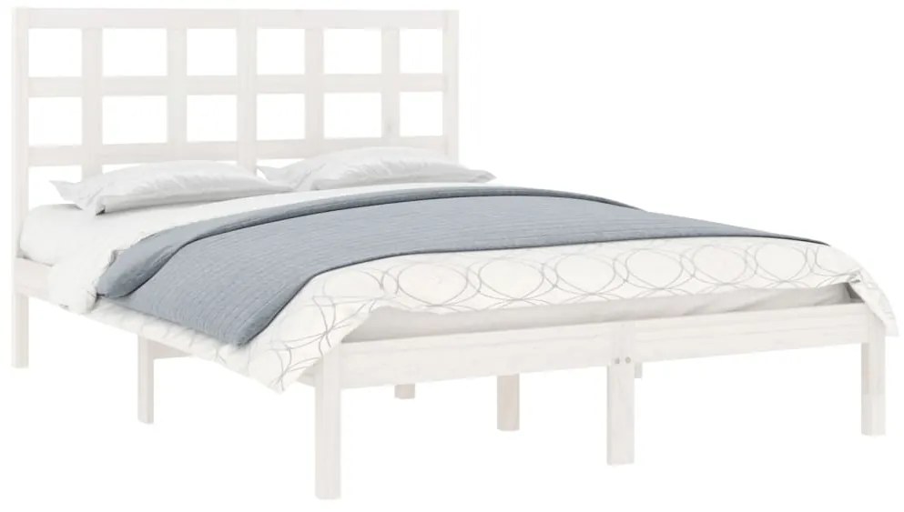 Estrutura de cama 200x200 cm madeira maciça branco