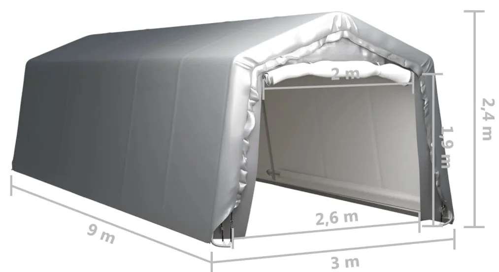 Tenda de armazenamento 300x900 cm aço cinzento