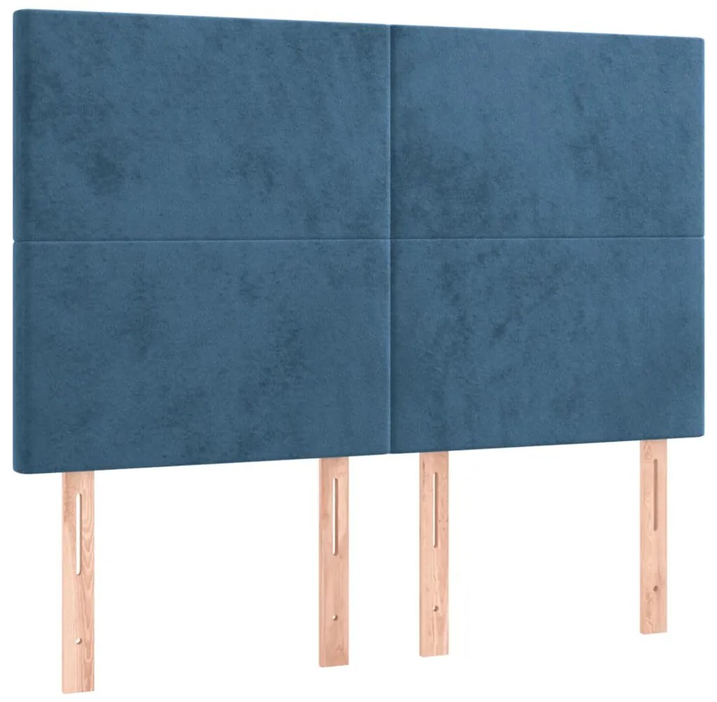Estrutura de cama sem colchão 140x190 cm veludo azul-escuro