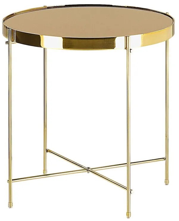 Mesa de apoio ⌀ 40 cm castanha e dourada LUCEA Beliani
