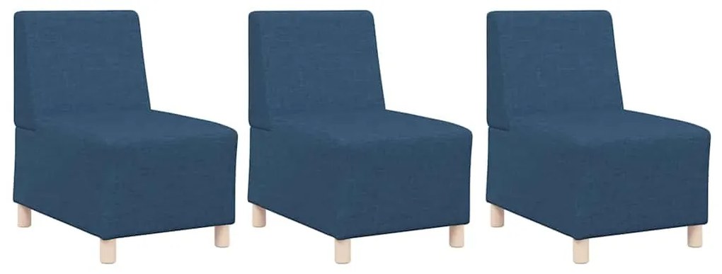 Cadeira de Sofá Cinza Claro 55 cm em Tecido 3 pcs Azul