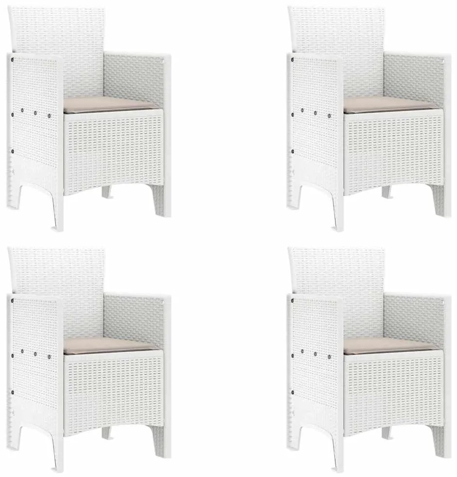 Cadeiras de jardim com almofadas 4 pcs Branco 53 x 49 x 85 cm