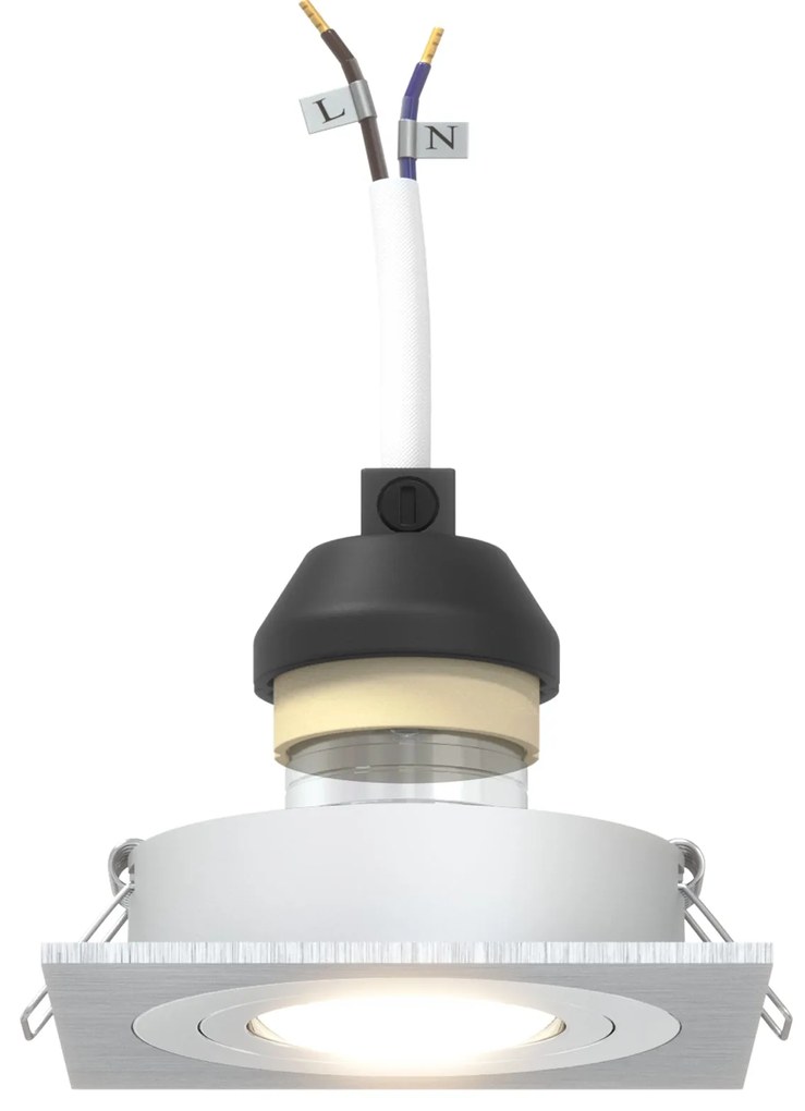Spotlights embutidos 6 pcs Quadrado GU10 Prateado 91x91 mm