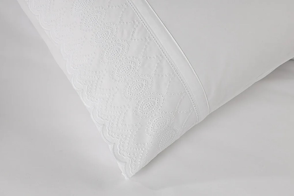 Cetim 500 Fios - Jogos de lençóis cor branco - Premium Luxor: 1 lençol de baixo ajustavel 160x200+30 cm + 1 lençol de cima 260x290 cm + 2 fronhas 50x70 cm fecha com pala interna