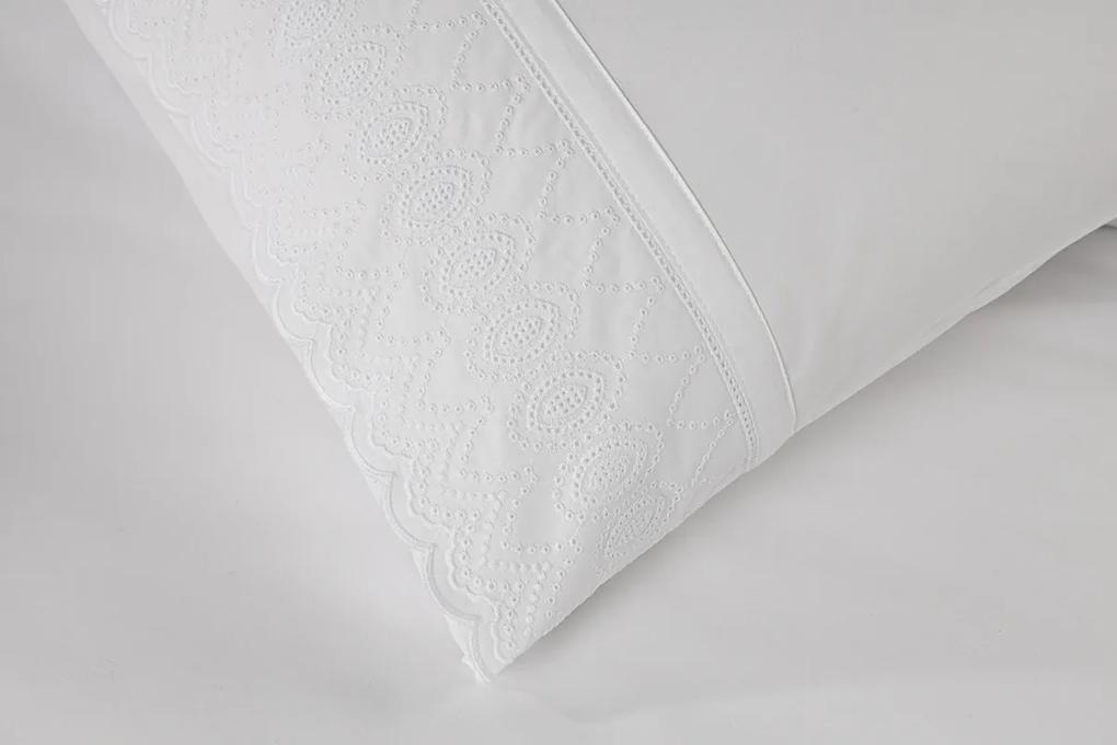 Cetim 500 Fios - Jogos de lençóis cor branco - Premium Luxor: 1 lençol inferior não ajustável 240x290 cm + 1 lençol superior 240x290 cm + 2 fronhas 50x70 cm