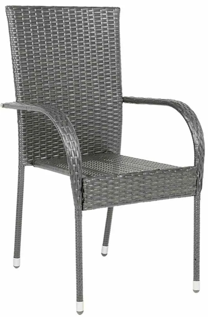 Cadeiras de exterior empilháveis 6 pcs vime PE cinzento