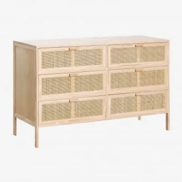 Cómoda Em Rattan E Madeira Reyna Natural Kids Castanho Madeira - Sklum