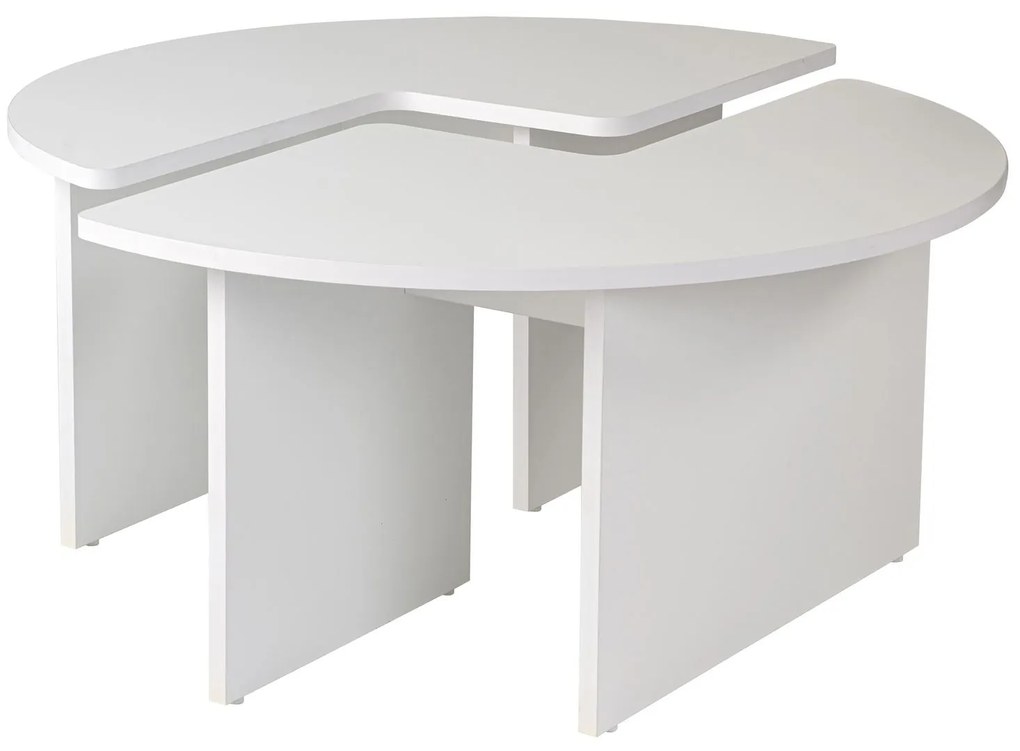 Mesa de Centro "Moira" – Branco, Ø90x41 cm, Design Rústico Moderno