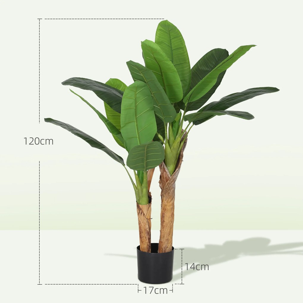 Conjunto de 2 plantas artificiais de interior de 120 cm, bananeiras em vaso, para decoração de casa