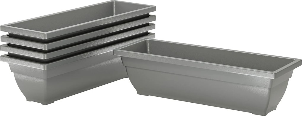 Outsunny Conjunto de 5 Vasos, Recipientes para plantas em plástico para terraço, jardim, varanda, 59 x 21 x 16 cm, Cinza | Aosom Portugal