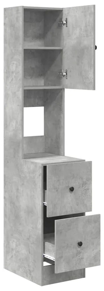 Armário de Cozinha Cinza Concreto 35x50x180 cm Madeira Ingenheirada