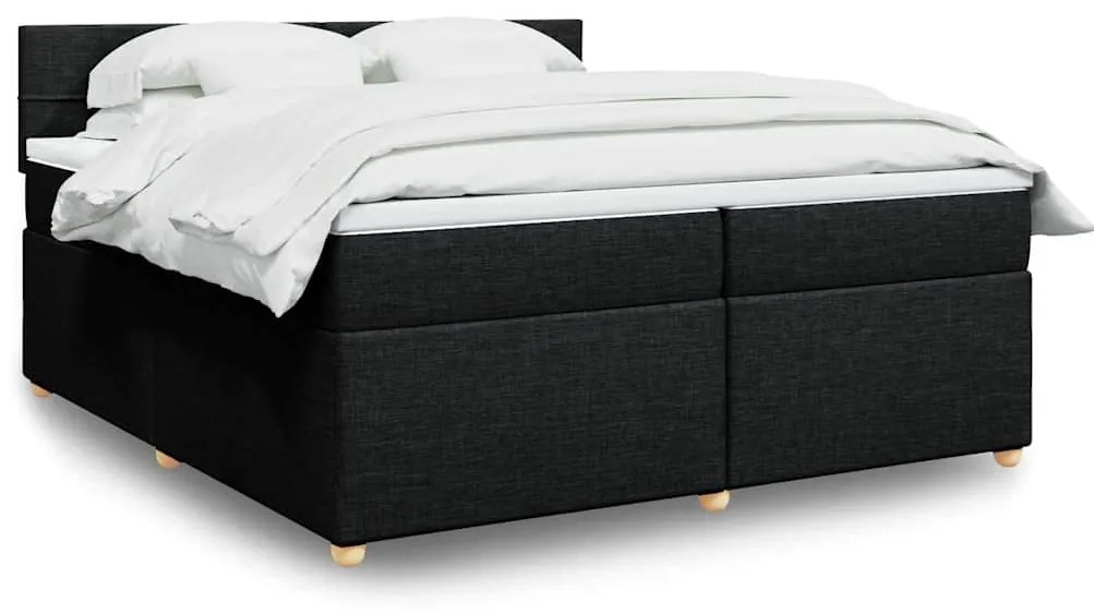 vidaXL Cama com molas/colchão 200x200 cm tecido preto