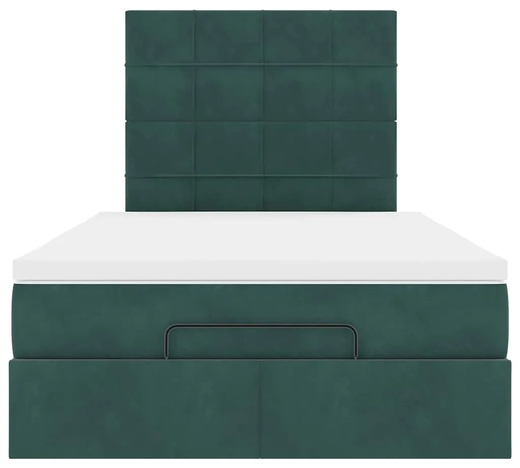 Estrutura de cama otomana com colchões verde escuro veludo