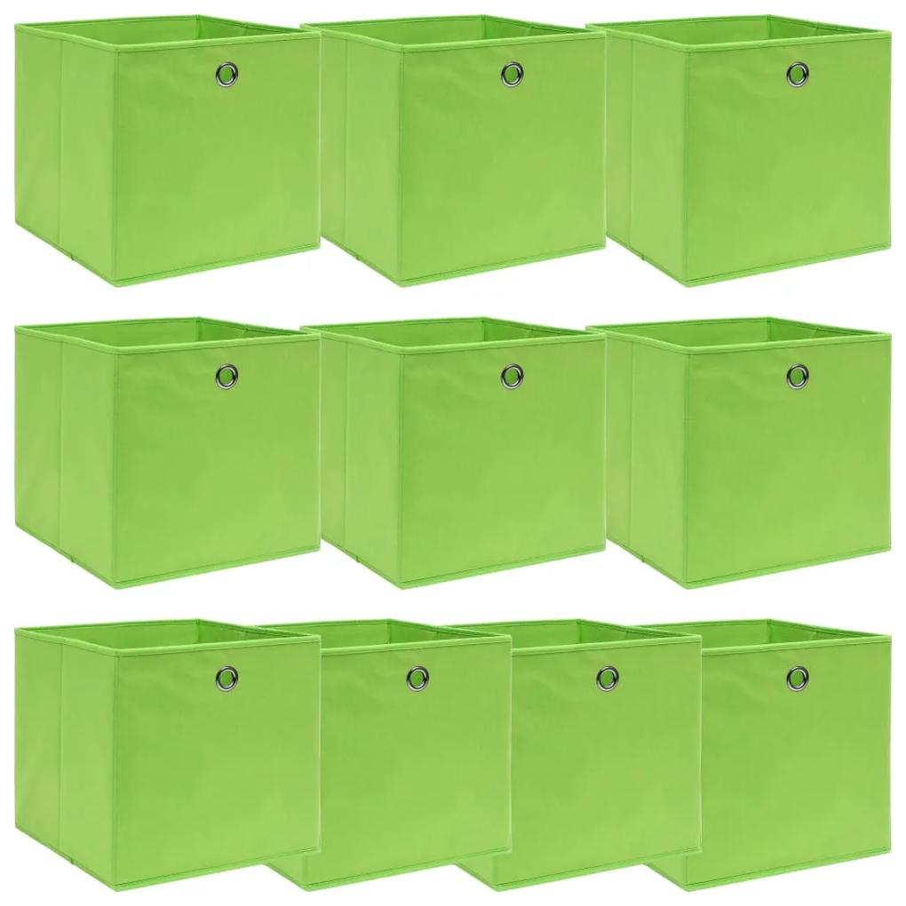 Caixas de arrumação 10 pcs 32x32x32 cm tecido verde