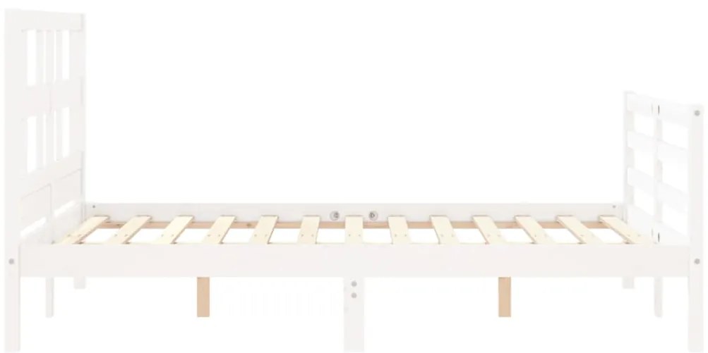Estrutura de cama com cabeceira 140x200cm madeira maciça branco