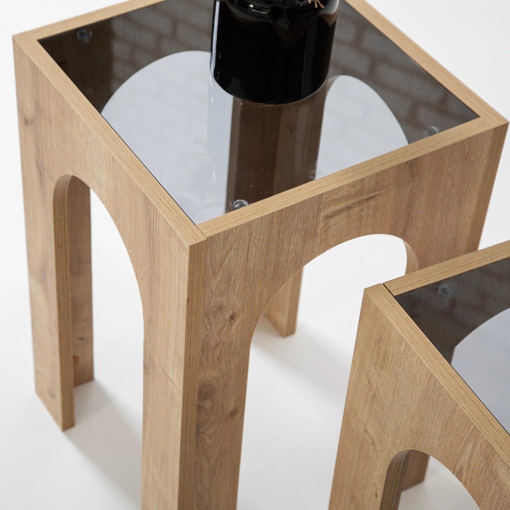 Conjunto de Mesas de Café Seine – Cinzento Escuro e Carvalho – 35x50 c