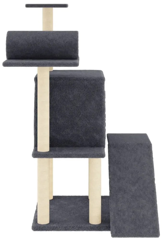 Árvore gatos c/ postes arranhadores sisal 110,5 cm cinza-escuro